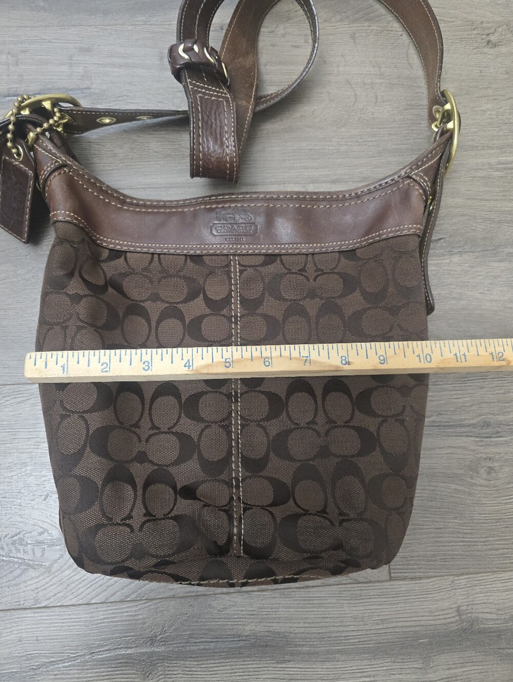 Coach Bleeker Vintage Y2K Signature Hobo Shoulder Bag Brown Canvas & Leather - Picture 9 of 10